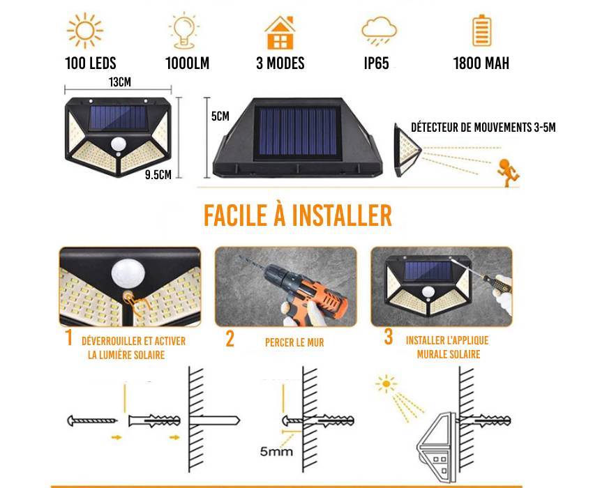 Applique murale solaire SolaireGlow