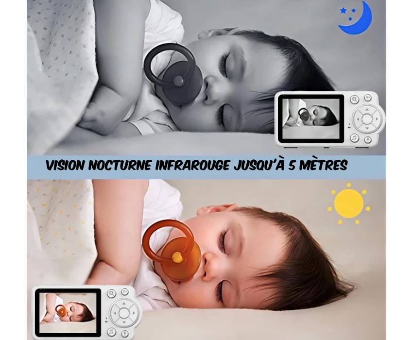 Moniteur bébé avec alerte pleurs et détection de température