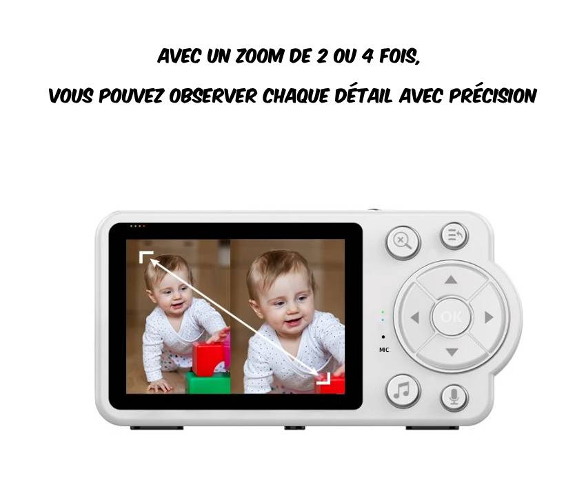 Écran du baby monitor affichant la vidéo en temps réel