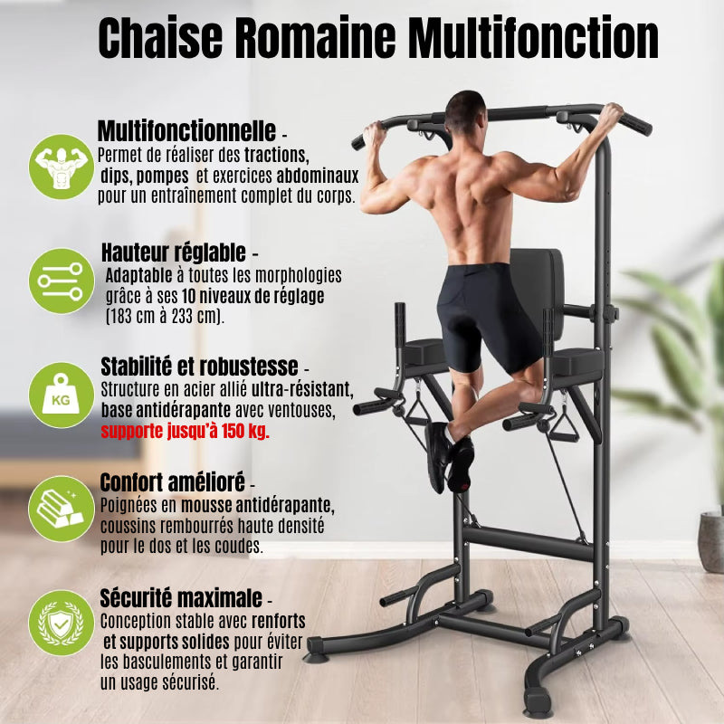 Chaise Romaine Multifonction – Station de Traction, Dips et Abdominaux
