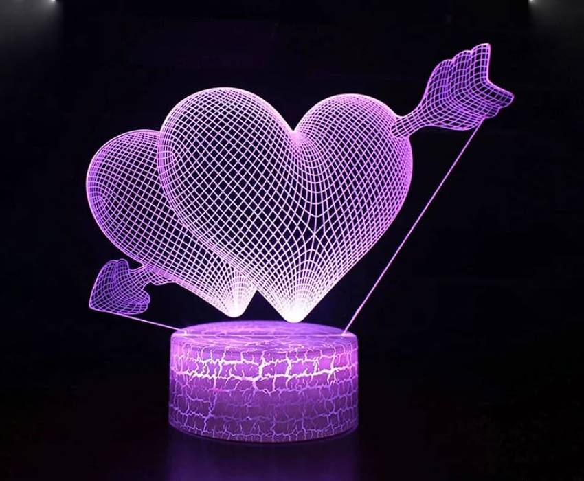 Lampe 3D LED Ourson Coeur