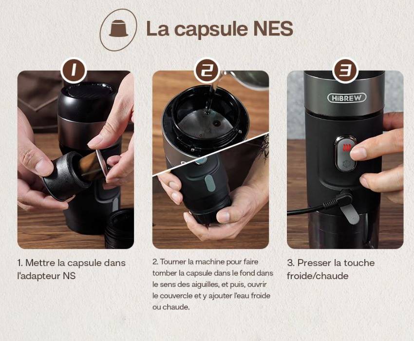 Machine à café portable facilement nettoyable avec accessoires détachables