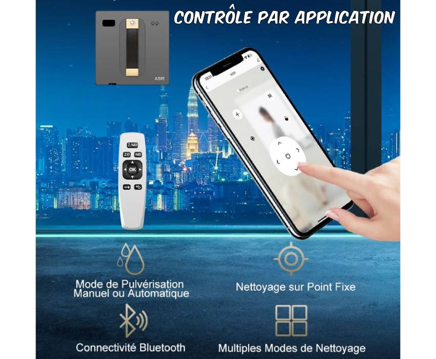 Nettoyeur de vitres robotisé pour fenêtres hautes et surfaces vitrées