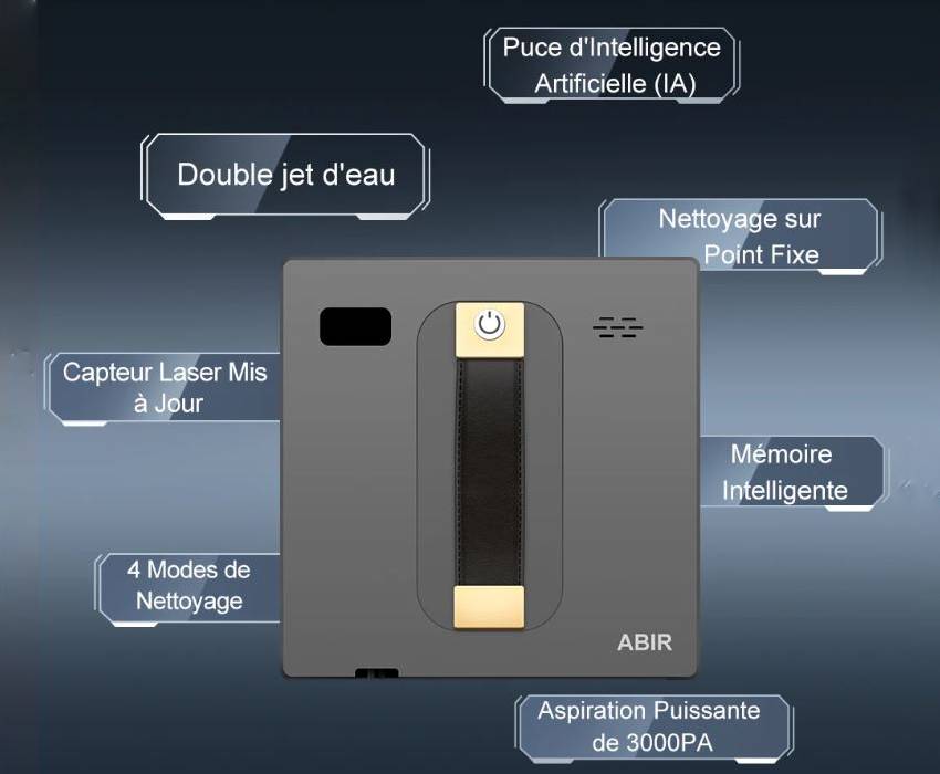 Robot nettoyeur de vitres intelligent avec détection des bords et sécurité renforcée