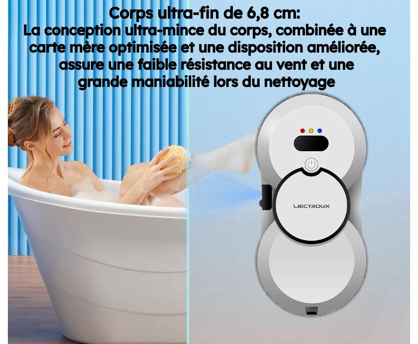Mode de nettoyage rapide avec le robot lave vitre sur une grande fenêtre
