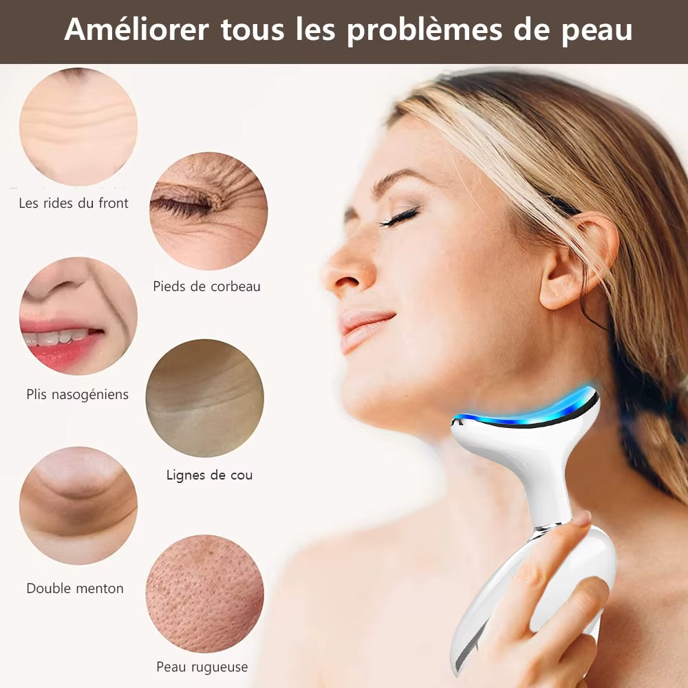 Appareil de massage facial EMS anti-rides avec lumière LED pour lifting et raffermissement de la peau