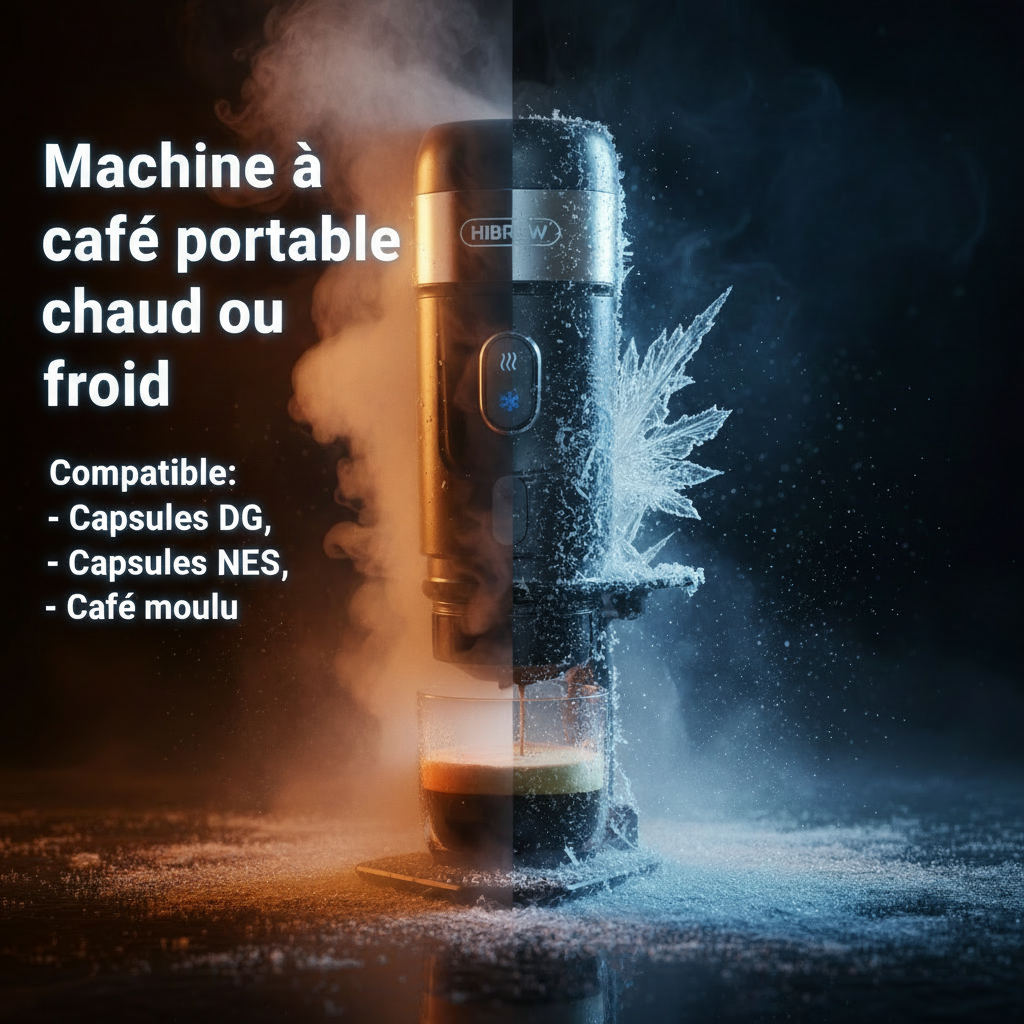 Cafetière portable HiBREW H4 premium 3-en-1 avec pression 15 bars, adaptateur et Cafetière portable HiBREW H4 premium 3-en-1 avec pression 15 bars, adaptateur et