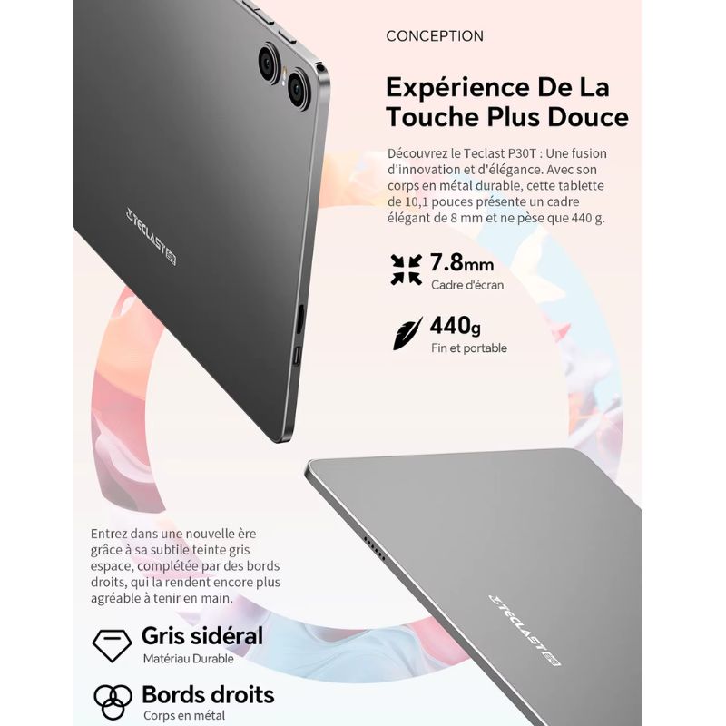 tablette Teclast P30T Android 15 avec stylet et étui – tablette complète à petit prix pour étudiants et famille
