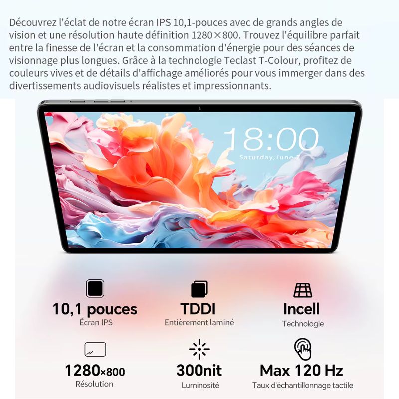 écran TÜV Teclast P30T 10 pouces – confort visuel et protection anti-lumière bleue, meilleure qualité d’affichage