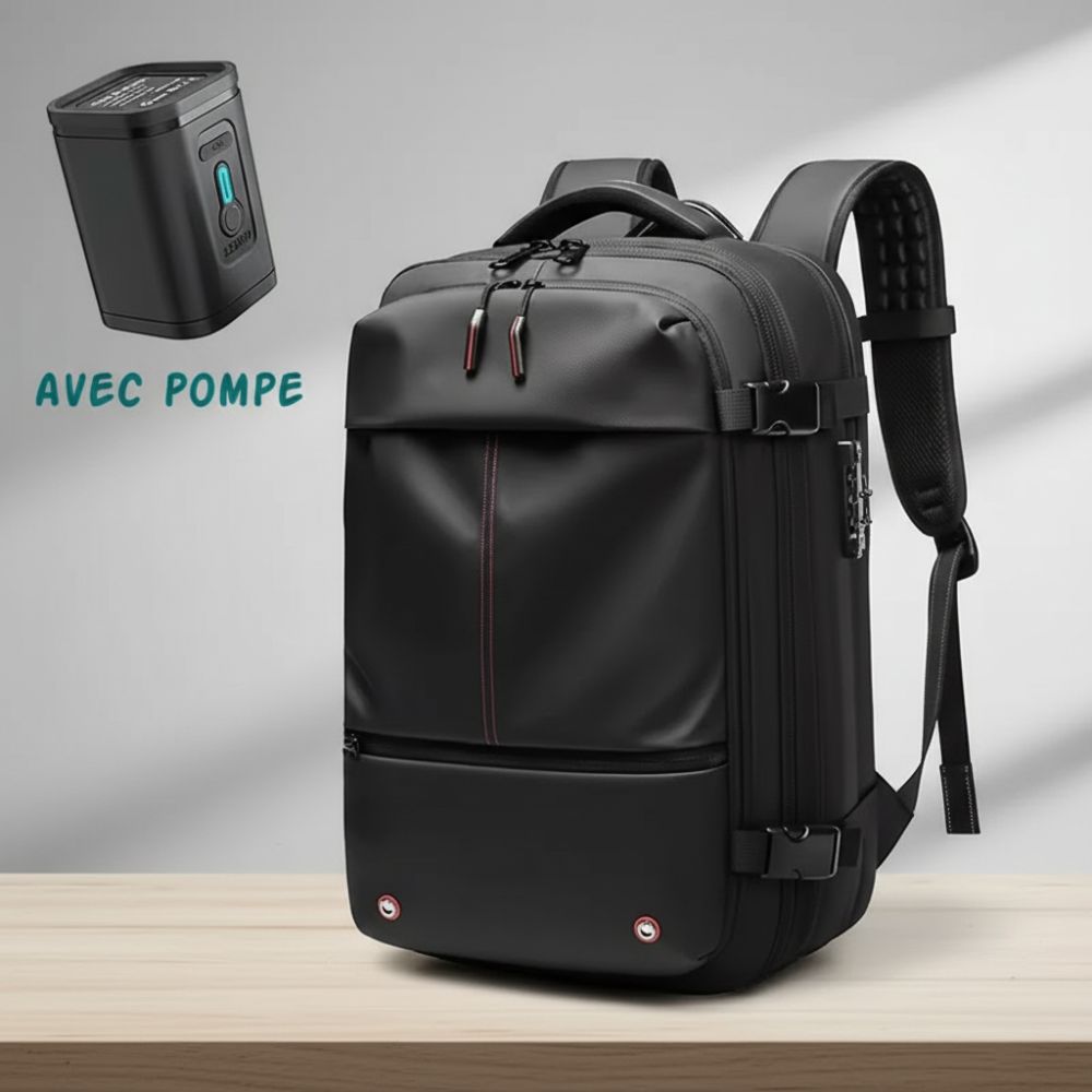 Sac à dos ergonomique porté en situation réelle en aéroport, parfait pour doubler votre espace cabine en 2026.