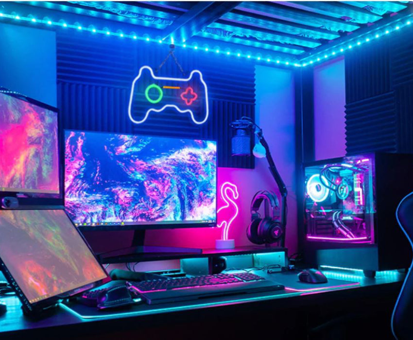 Lampe LED néon en forme de "manette"