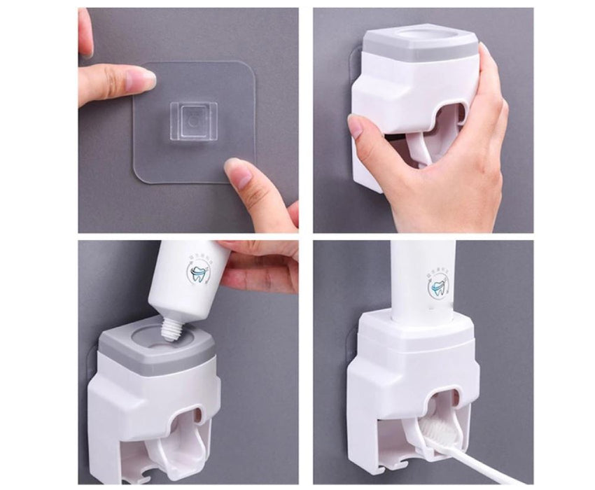 Distributeur de dentifrice automatique et support brosse à dents 2 en 1 CleanTech