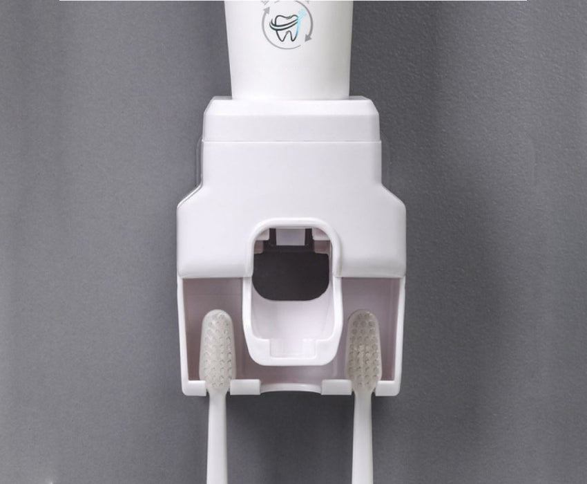 Distributeur de dentifrice automatique et support brosse à dents 2 en 1 CleanTech