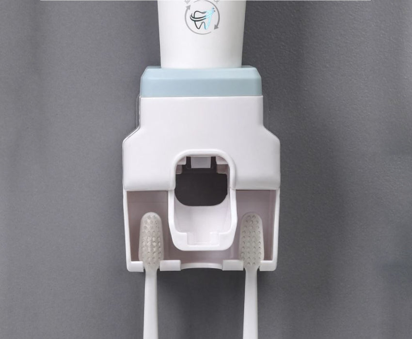 Distributeur de dentifrice automatique et support brosse à dents 2 en 1 CleanTech