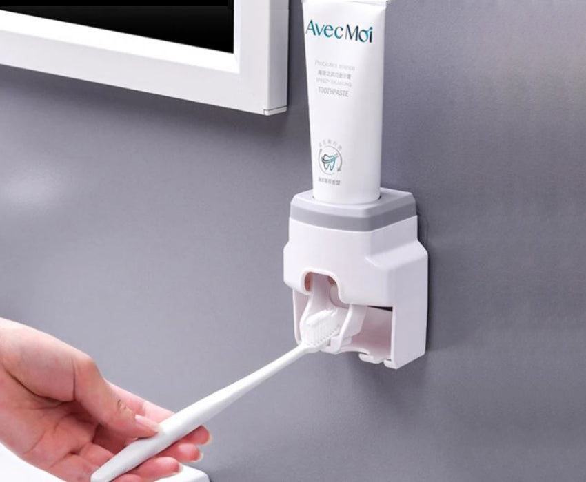 Distributeur de dentifrice automatique et support brosse à dents 2 en 1 CleanTech