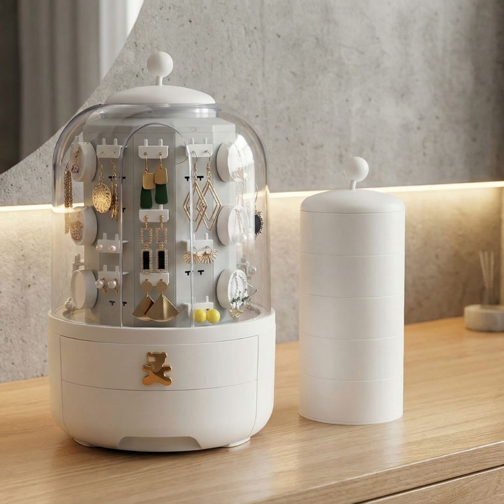 organisateur bijoux rotatif pour table de maquillage