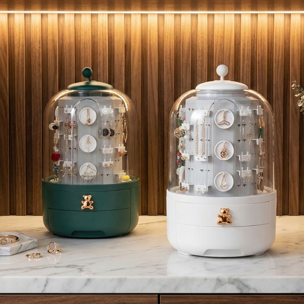 boite a bijoux rotative 360 rangement boucles d oreilles et colliers