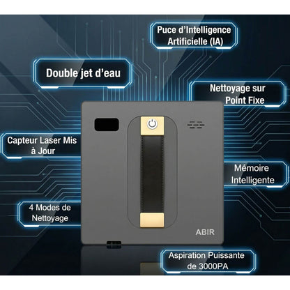 Robot nettoyeur de vitres intelligent avec détection des bords et sécurité renforcée
